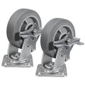 6'' × 2'' Caster Wheels, Heavy Duty Industrial Casters, Rubber Wheels with Roller Bearing, Load 900lbs per Swivel Caster for Cart Dolly Toolbox Trolley (2 Brake)