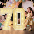 Marquee Light Up Numbers: 3FT Large Decorative Letters Signs for Party Decorations Baby Shower Birthday Wedding Engagement Anniversary, 3 Feet Tall Pre-Cut DIY Foamboard Number 70 - Easy to Assemble