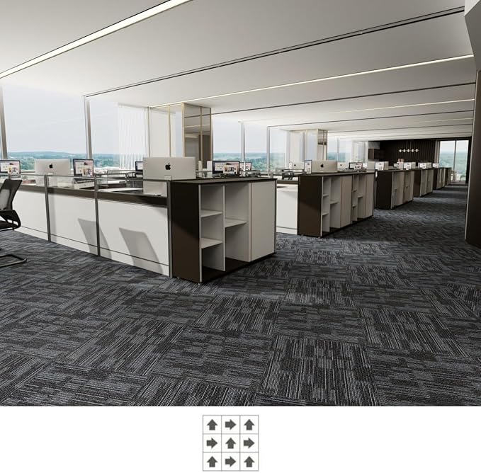 Carpet Tiles 24"x 24" Squares Carpet Reusable,18 Tiles, Non Slip Easy DIY Installation Seamless Floor Tiles Rug for Bedroom Living Room Office etc