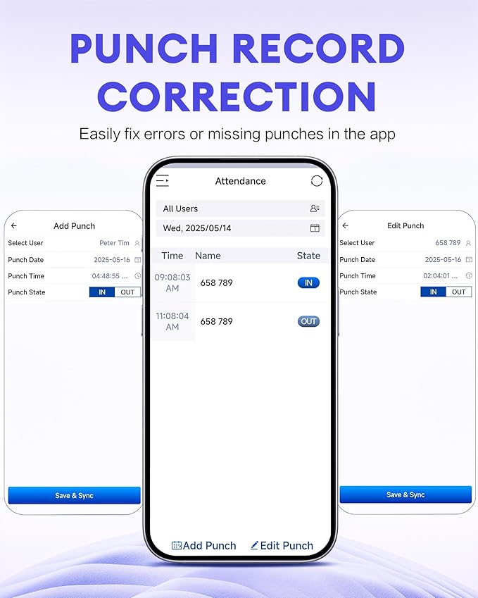 NGTeco APP-Based Time Clocks for Employees Small Business, W2 (Fingerprint+Password) Times Clock, 2.4GHz WiFi Clock in Clock Out Machine Support Shift Schedules, iOS & Android APP, No Monthly Fee