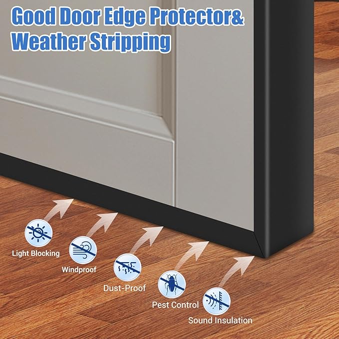 Rubber Edge Trim, 1-1/2 inches Self-Adhesive U Channel Edge Protector for Woods, Flexible U Shaped Peel and Stick Edge Banding, Edge Guard, Fit 1.5"(38mm), 10Ft, Black