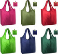 BeeGreen Colorful Reusable Grocery Bags 6 Pack, Heavy Duty Totes for Women, Foldable Grocery Bag Large Shopping Totes with Handles for Work, Travel, Gift, Store, Polyester Washable Reusable Tote Bag