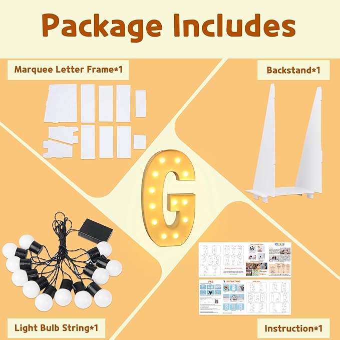 imprsv 3FT Marquee Letters, Mosaic Light Up Letters for Birthday Baby Shower Wedding Engagement Party Backdrop Decor, Large Marquee G for Party Decorations
