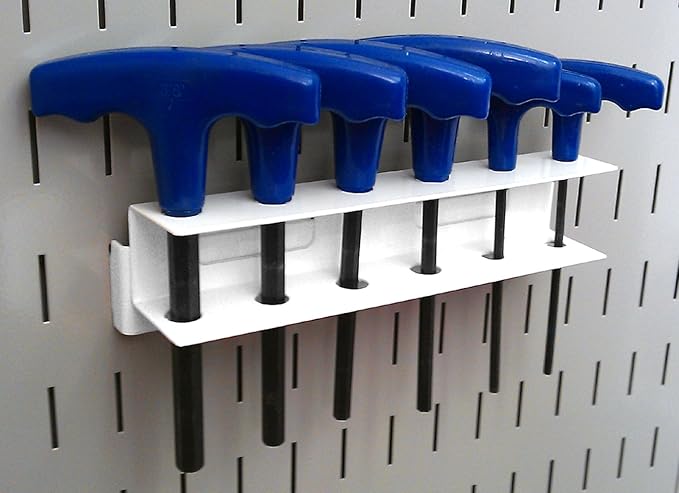 Wall Control Pegboard Screwdriver Holder Bracket Slotted Metal Pegboard Accessory Pegboard and Slotted Tool Board – White (Pack of 2)