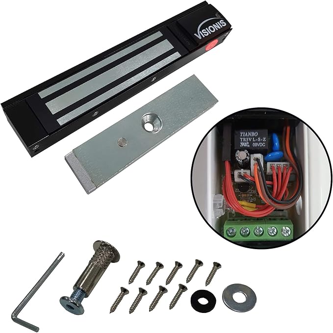 Visionis VS-VISML300LED-BL Indoor 300lbs Black Electromagnetic Lock with LED Sensor for Door Access Control