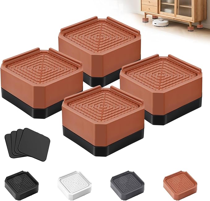 Furniture Risers Bed Risers - Rectangular Adjustable Block Riser for Raising 1.5-3 In. & 4.3 In. Beds, Tables, Sofas, Refrigerators, Washers - Up to 4,000 Pounds (Brown, One Layers 1.5inches)