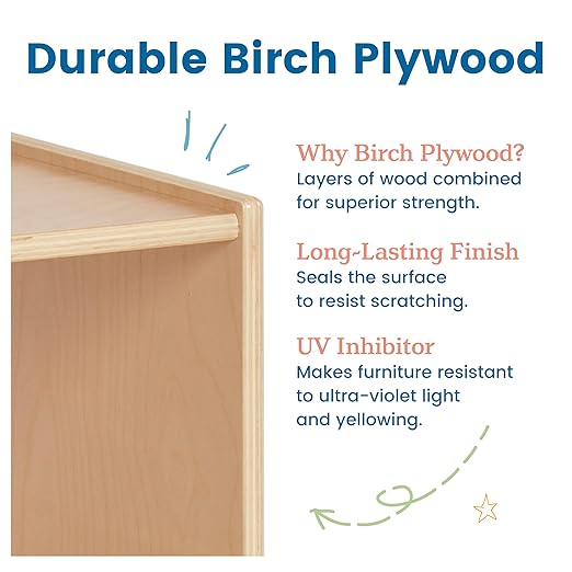 ECR4Kids Streamline 3-Section Toddler Coat Locker with Bench, Kids Furniture, Natural