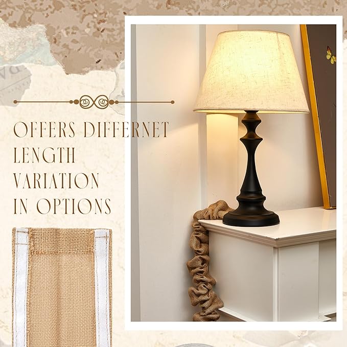 2 Pack 6 ft Fabric Cord Cover Chandelier Chain Sleeve Natural Jute with Hook and Loop Closure for Ceiling Lighting, Electrical Wires on Floor, Lamps Cable Management, Swings Chain Cover Decorative