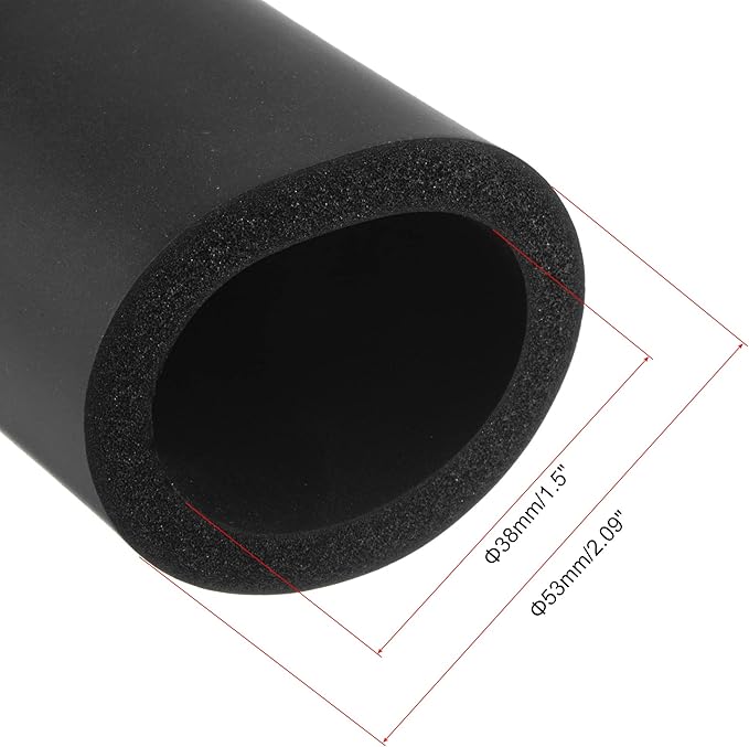 uxcell Foam Tubing for Handle Grip Support, Pipe Insulation, 38mm ID 53mm OD 1m Length Black