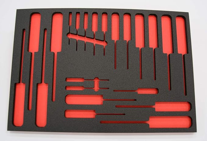 5S TOOL BOX SHADOW FOAM ORGANIZERS (2 COLOR) CUSTOM SIZE (20" x 40" Black Top/Red Bottom)