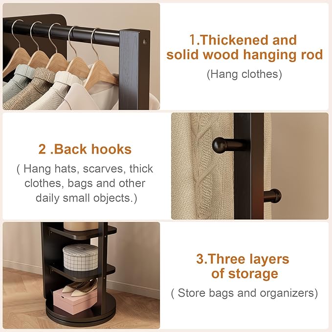 WoodsWhisper Full Length Mirror Coat Rack Solid Wood Floor Mirror 66"x12" Full Length Mirror with Stand Long Mirrors for Bedroom,Living Room