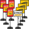 Table Top Sign Holders 8.5 x 11, Double-Sided Adjustable Floor Standing Sign Holder for Vertical Horizontal View, Black Tabletop Poster Stands for Display, Fit Retail Event Store, 8 Pack