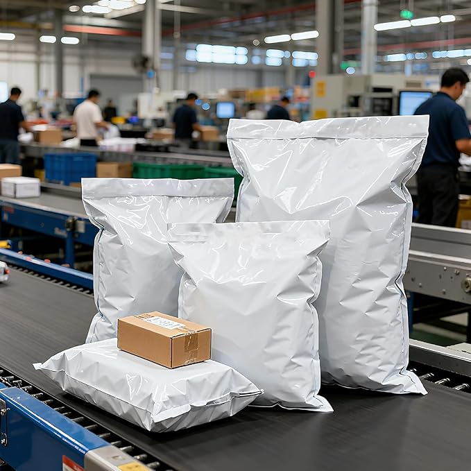 300pcs White Self-Sealing Poly Mailers, 3 Assorted Sizes Waterproof Tear-Resistant Shipping Bags for Clothing, Gifts Packaging