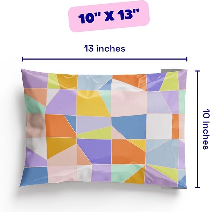 Poly Mailers 10x13 – 100 Pack – Printed Recyclable Shipping Envelopes for Small Business Packaging, Self Sealing Mailing Bags – Pastel Mosaic Multi Color Design