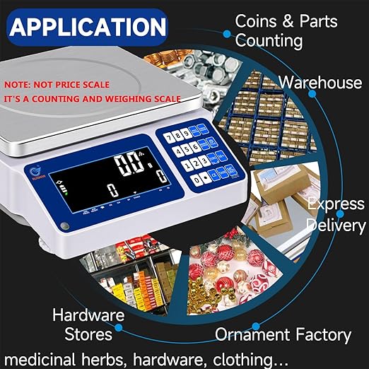 Counting Scale 30kg/66lb x 0.5g Digital Bench Scale for Parts and Coins kg/g/lb/oz Electronic Gram Scale Large Range Lab Industrial Inventory Piece Counting Balance Scales