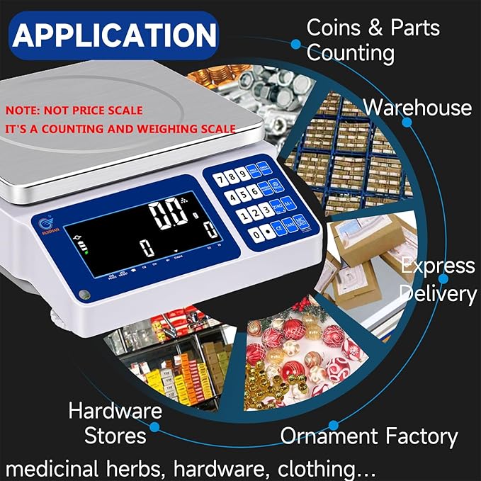 Counting Scale 15kg/33lb x 0.5g Digital Bench Scale for Parts and Coins kg/g/lb/oz Electronic Gram Scale Large Range Lab Industrial Inventory Piece Counting Balance Scales