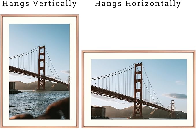 Frametory, 13x19 Metal Picture Frame with Mat for 11x17 Picture & Real Glass, Aluminum Photo Frame Collection (Rose Gold, 1 Pack)