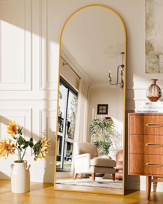 59"x20"Floor Mirror Full Length,Arched Full Length Mirror with Stand,Full Body Mirror,Hanging or Large Leaning for Bedroom Living Room Gold