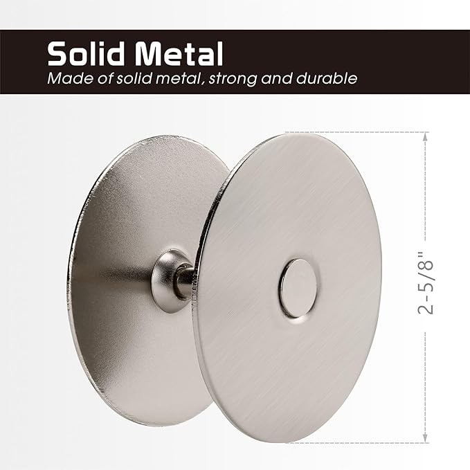 Door Hole Cover Plate, 2-5/8" Diameter Solid Steel, Hole Filler Plate (2, Satin Nickel)