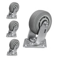 5'' × 2'' Caster Wheels, Heavy Duty Industrial Casters Set of 4 Rubber Wheels, Load 2800lbs Capacity, Swivel Caster for Cart Dolly Toolbox Trolley (4 Swivel)