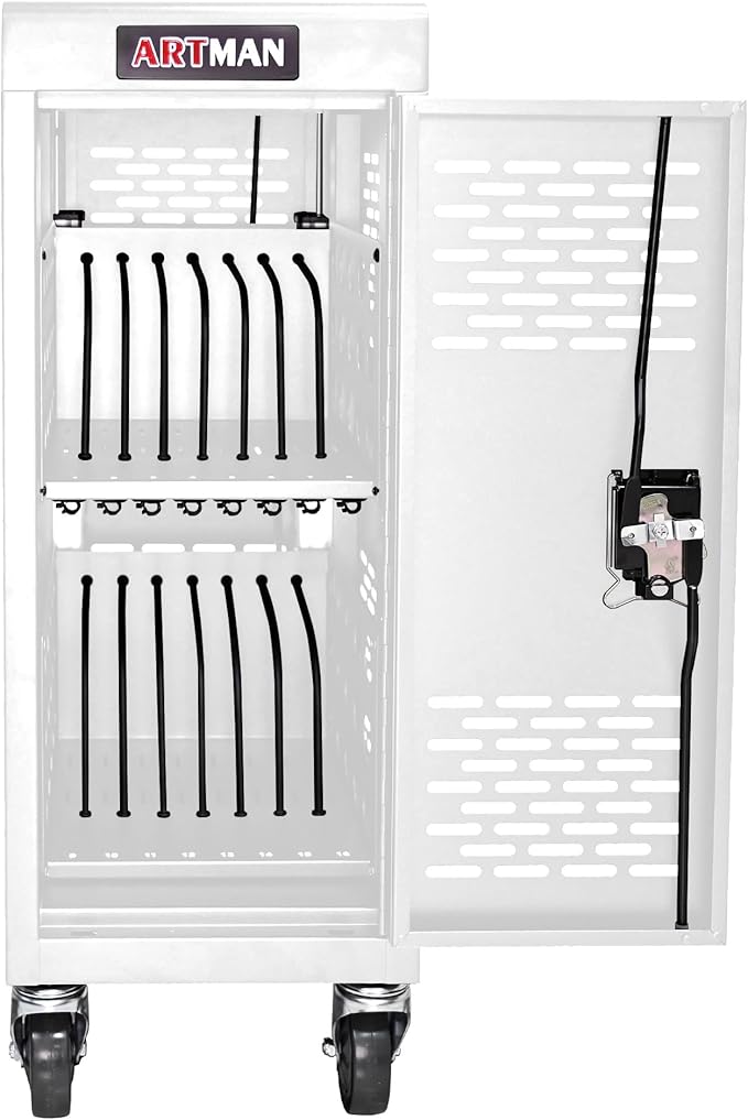 Laptop and Tablet Charging Cart, 16 Unit Device Mobile Charging Station for Chromebook, Tablet, Laptop, with Charging Port Screen Size Up to 16.3", Suitable for Office, Classroom, etc (Antique White)