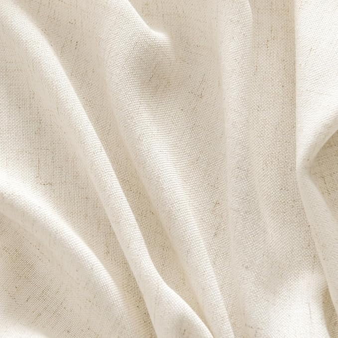 MIULEE Non-See-Through Privacy Linen Curtains 2 Panels, Light Filtering Window Curtains Farmhouse Textured Back Tab Semi Sheer Drapes for Bedroom Living Room, 52 x 96 Inches Long, Cream Ivory