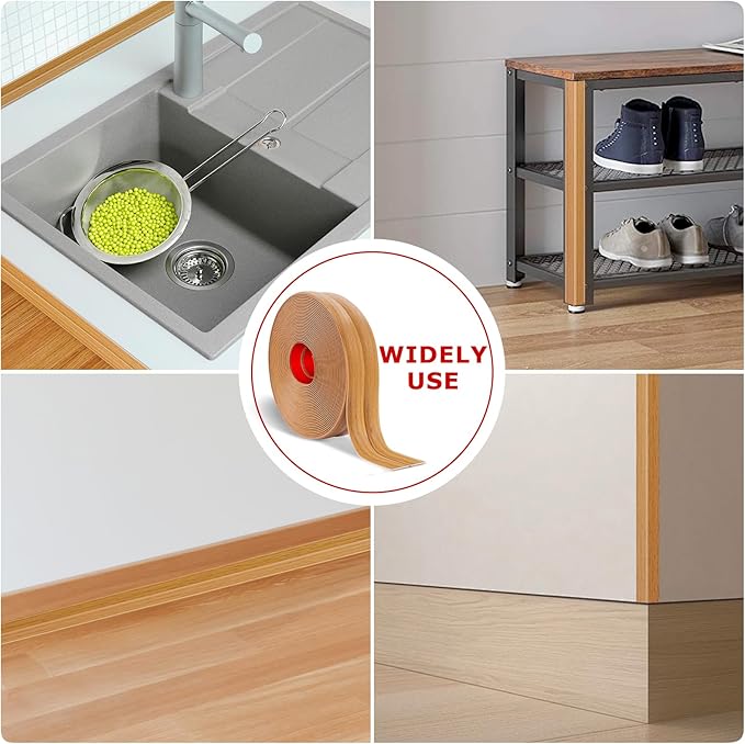 Flexible Wall Corner Protector Moulding Trim Peel and Stick Wall Corner Guards Edge Protector Self Adhesive Molding Trim Strip for Edge Ceiling (Light Brown Wood Grain, 2.4 in x 40 Ft)