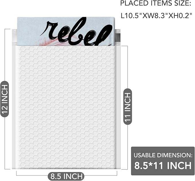 GSSUSA White Bubble Mailers 8.5X12 Inches 500 Pack, Padded Poly Bubble Mailer, Large padded Envelopes Strong Adhesion Bubble Envelopes,Self-Seal Mailing Envelopes for Small Business,Package Supplies