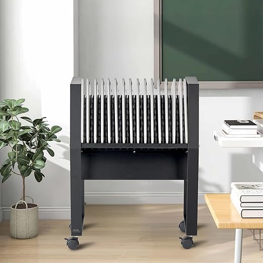 VEVOR Charging Cart, 16 Device Mobile Open Charging Station, Up to 15.6 in Screen Size, Office and Classroom Mobile Charging Cart, for Chromebook, Tablet and Laptop