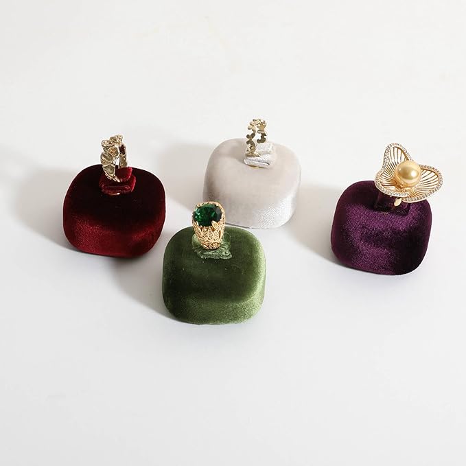 GemeShou Green Ring Display Stand for Jewelry, Velvet Single Ring Holder for selling, Cute Jewelry Display for Show【Green】