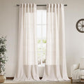 Beige Linen Curtains 96 Inches Long for Living Room 2 Panels Set Back Tab Pocket Canvas Semi Sheer Modern Farmhouse Curtains Belgian Flax Linen Bedroom Curtain Drapes Neutral Earth Tone 40x96
