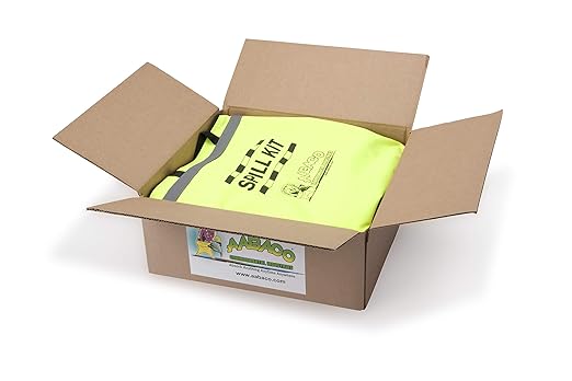 AABACO Universal Spill Kit for Oil & Chemical Spills, Portable High-Visibility Yellow Tote, Absorbent Pads & Socks for Trucks, Garages, Workshops & Emergency Spill Response