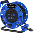 80 FT Retractable Extension Cord Reel, 14AWG Heavy Duty Power Cord with 4 Grounded Outlets, USB-A & USB-C Ports, 13A 1625W, Portable Hand Crank for Indoor Outdoor Use, ETL Listed U80ACR06