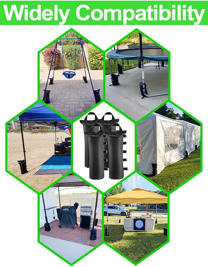 120LBS Extra Large Heavy Duty Canopy Weights Sand Bags for Ez Pop Up Canopy Tent Gazebo Outdoor Instant Sun Shelter Patio Umbrella, Upgraded 5 Full-Sized Magic Stick and 2 Nylon Handles, 4Pack