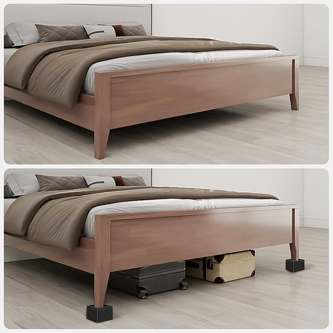 Oversized Heavy Duty Bed Risers & Furniture Risers - Stackable Supports 12000 Lbs,Furniture Lifter/Square Bed Raising Blocks for Sofas, Couches, Desks (Black 8 Pack, Fits Huge 5.5 × 2 inch)