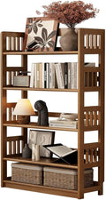 5-Tier Solid Wood Open Bookcase,Modern Display Bookshelf,Farmhouse Wide Etagere Bookcase, Freestanding Storage Cabinet for Study Room Office Living Room Flower Rack