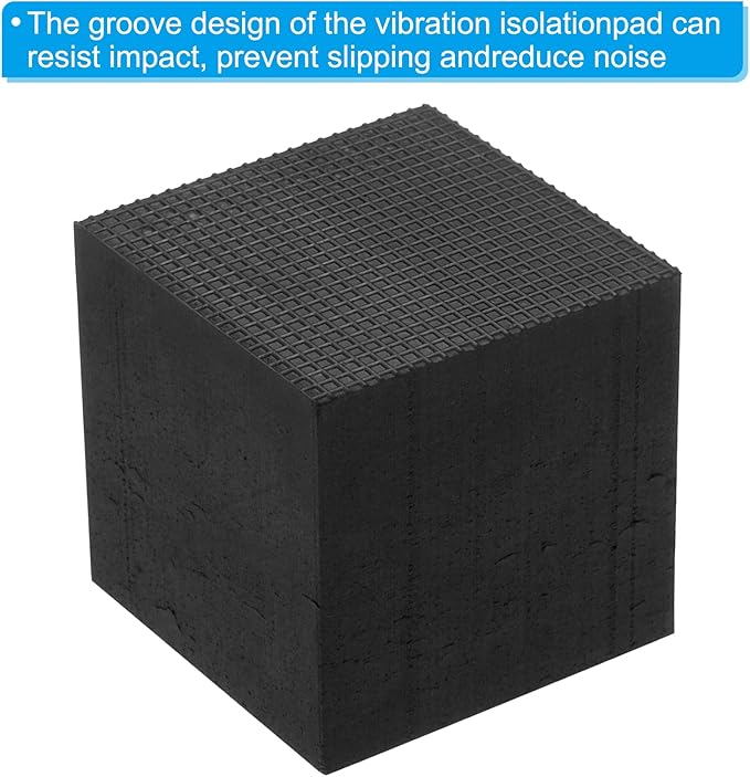 PATIKIL Rubber Anti-Vibration Pads, 4 Pcs Square Vibration Isolation Mats 1.97" x 1.97" x 2" for HVAC, Air Conditioner, Air Compressor, Washer, Dryer, Black