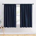 PONY DANCE Navy Blue Curtains - Blackout Window Drapes Thermal Insulated Draperies Energy Saving Covering for Bedroom Bay Windows, 70 Wide by 63 inch Drop, 2 Panels