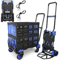 2 in 1 Folding Hand Truck with 2 Folding Basket,330lbs Capacity Heavy Duty Hand Truck,with Telescoping Handle and Rubber Wheels,Portable Dolly Cart with Bungee Cords for Moving,Travel,Shopping