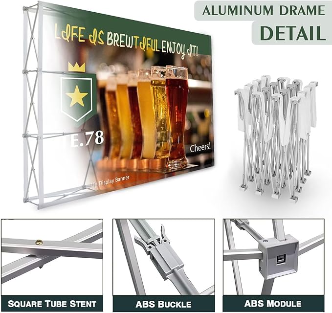 Fabric Pop Up Display Customized 7.5x10 FT Straight Trade Show Exhibit Booth Trade Show Backdrop Display Pop-Up Tension Fabric Displays