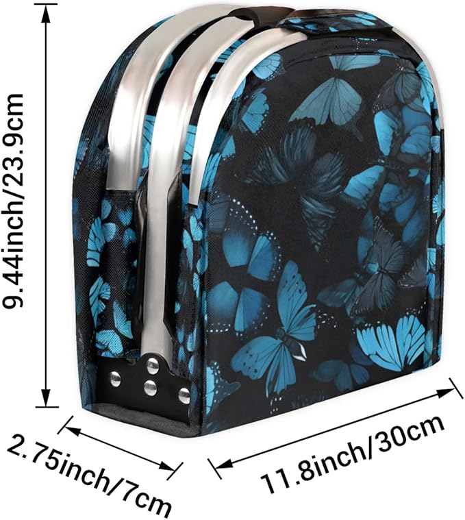 Collapsible Picnic Basket with Handle, Shopping Basket Aluminum Frame, Grocery Basket Tote for Women, Farmers Market Basket, Harvest Baskets Camping Travel Portable Beach Bag (Blue Butterfly)