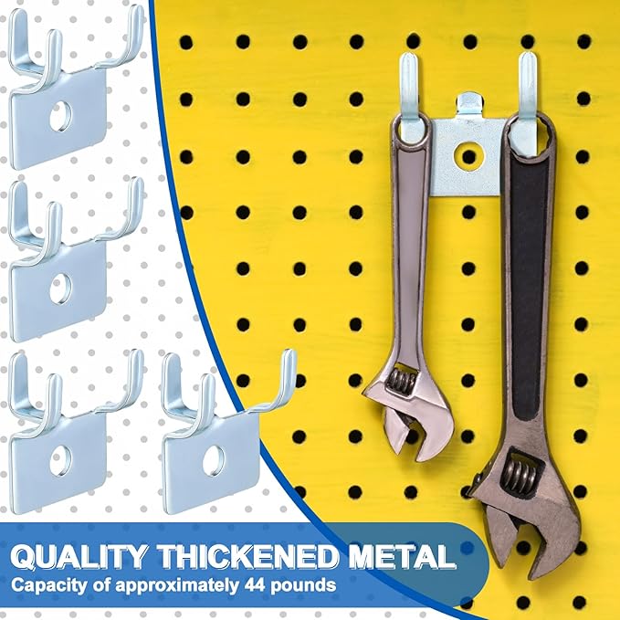Tandefio 50 Pcs Pegboard Hooks Metal Prong Hook Peg Board for Hanging Hangers for Wall Picture Jewelry Display Tool (Silver)
