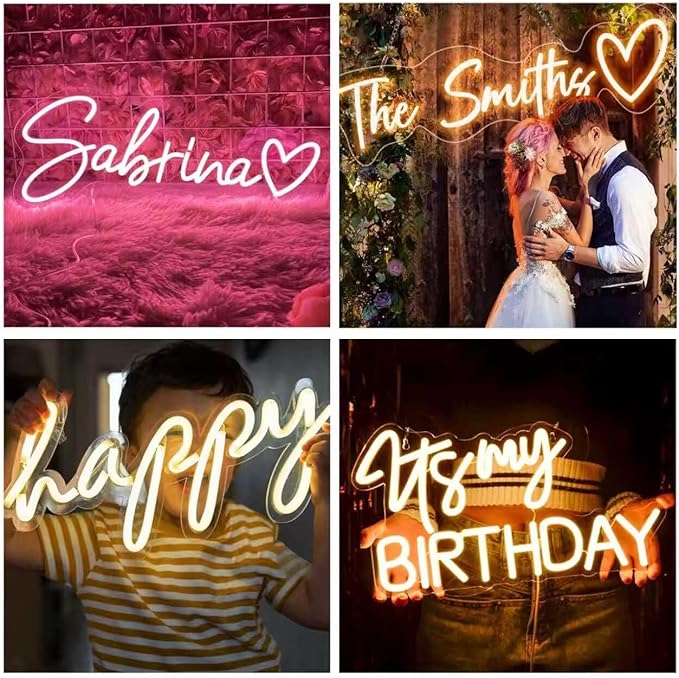 Custom Neon Sign Personalised Neon Signs for Wedding Parties Business Wall Decor Custom Neon Signs Personalised Happy Birthday Neon Sign