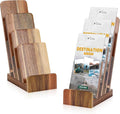 2 Pack Acacia Wood 4 Inch Wide pamphlet holder stand 4-Tier Flyer Display Stand 4×6 Inch Postcard Greeting Card Countertop Trifold Literature Holder Booklet Menu Organizer For Office Home