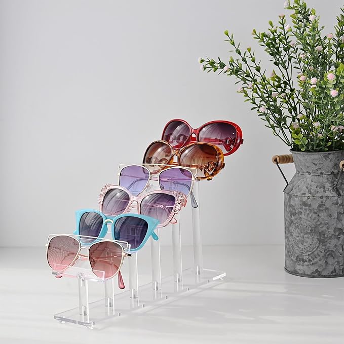 MOOCA 6 Tier Premium Acrylic Eyeglass Holder Stand, Sunglasses Orgaznizer, Sunglass Holder, Eyeglass Display, Eyewear Rack, Glass Display