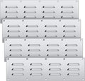 4 Pack Stainless Steel Venting Panel for BBQ Grill Accessory, 15x4.5 Inch (12-Slots), 304 Grade Metal Vent Cover for Masonry Fire Pits & Outdoor Kitchens, Weather Resistant, 15" by 4-1/2"