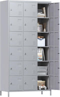 Aobabo 18 Doors Metal Storage Locker for Employees, Storage Locker for School Office Gym Bedroom, Grey, Assembly Required