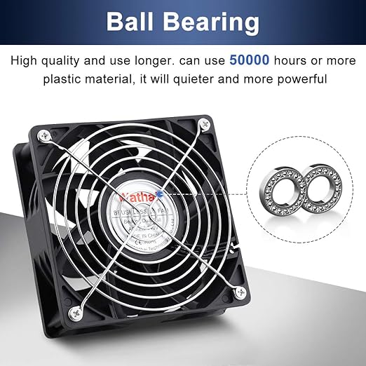 Wathai EC Industrial Case Fan 120mm x 38mm Ball Bearing 116 CFM AC 110V 115V 120V 220V 240V Brushless Cooling Fan 120x120x38mm