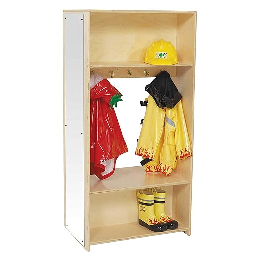 Wood Designs 49" H Dress-Up Locker with Mirror for Kids Play Room, Natural