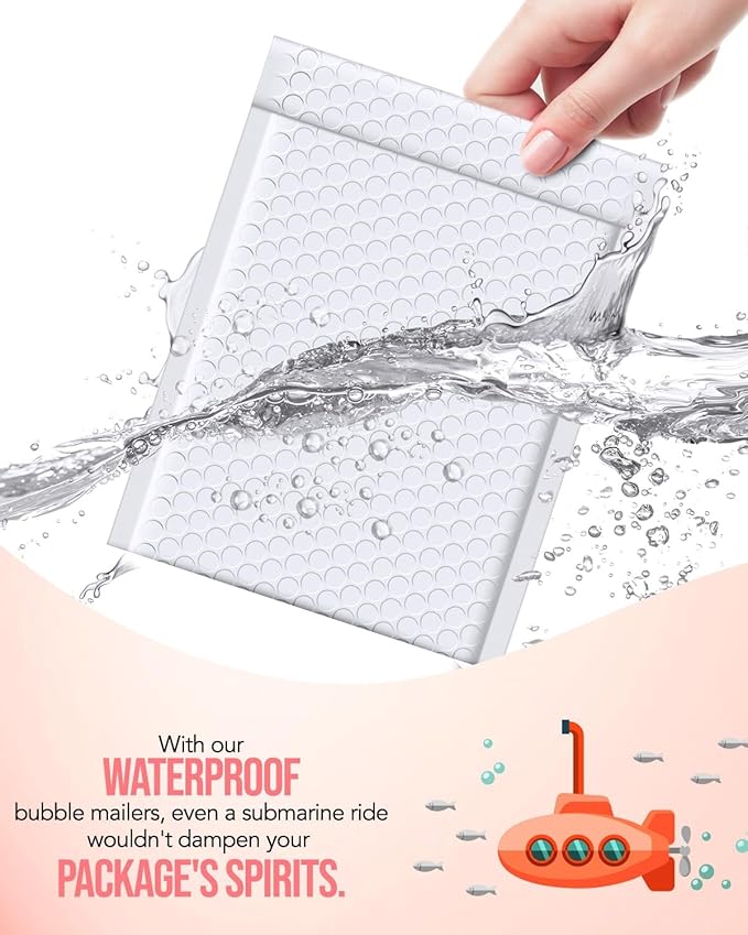 GSSUSA White Bubble Mailers 6X10 Inches 500 Pack, Padded Poly Bubble Mailer, Small Padded Envelopes Strong Adhesion Bubble Envelopes,Self-Seal Mailing Envelopes for Small Business,Package Supplies